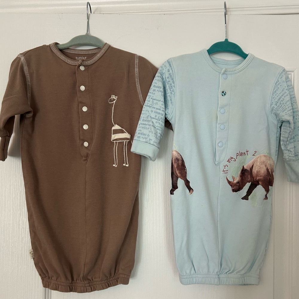 Newborn Pajamas Set - Brown and Blue 100% Organic Cotton